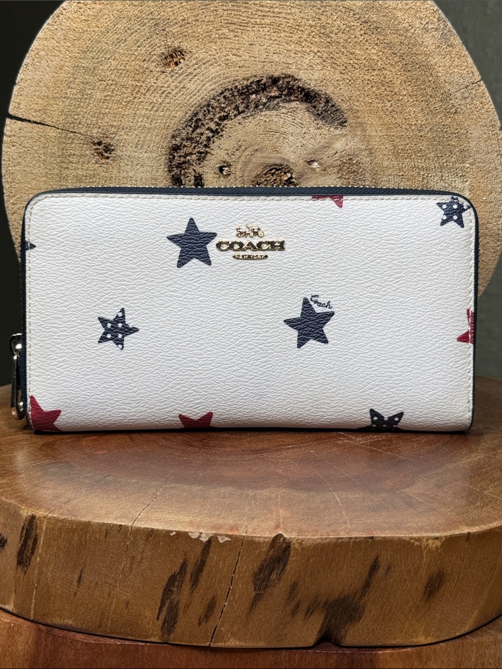 Coach American Star Print Zip Around Wallet